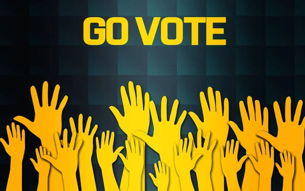 Raised hands for go vote concept, 3D rendering