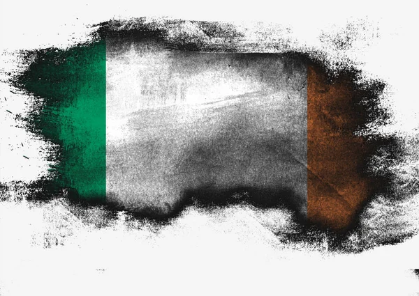 Vlajka Irsko Malované Štětcem Bílém Pozadí Vykreslování — Stock fotografie
