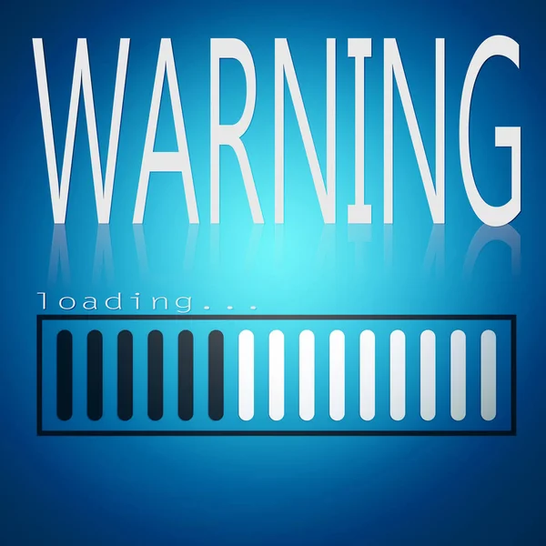 Warning Word Blue Loading Bar Rendering — Stock Photo, Image