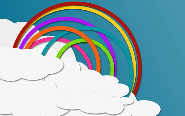 Rainbow Sky Paper Craft Style Rendering — Stock Photo, Image