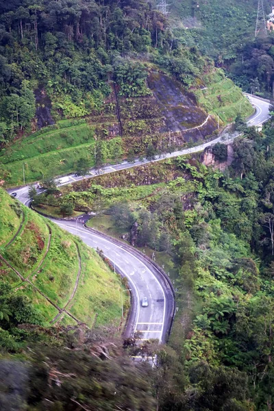 Scenic View High Mountain Landscape Narrow Road Winding — Stock Photo, Image