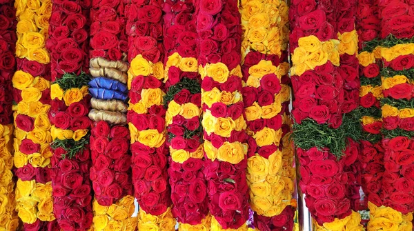 Guirnaldas Flores Coloridas Indias Mercado Callejero Singapur —  Fotos de Stock