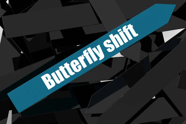 Butterfly Shift Word Blue Arrow Rendering — Stock Photo, Image