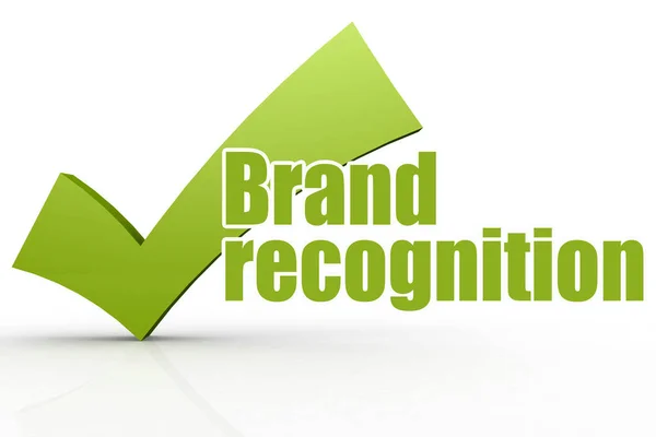 Brand Recognition Word Green Checkmark Rendering — Stock Photo, Image