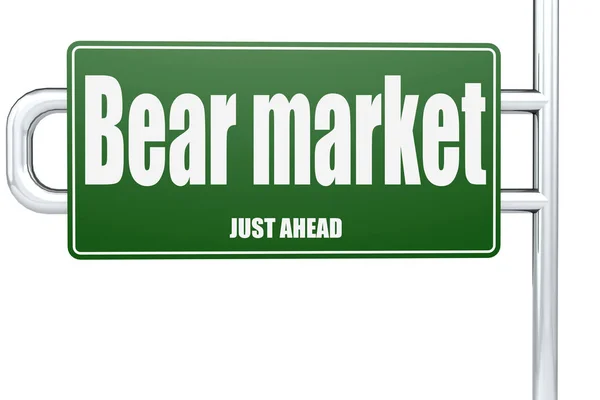 Bear Market Word Green Road Sign Rendering — Stock Photo, Image