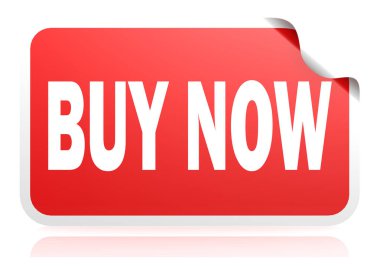 Şimdi kırmızı kare afiş, 3d render satın