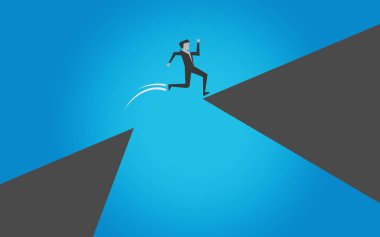 Risk atlamak by uçurumdan 3d render olun.