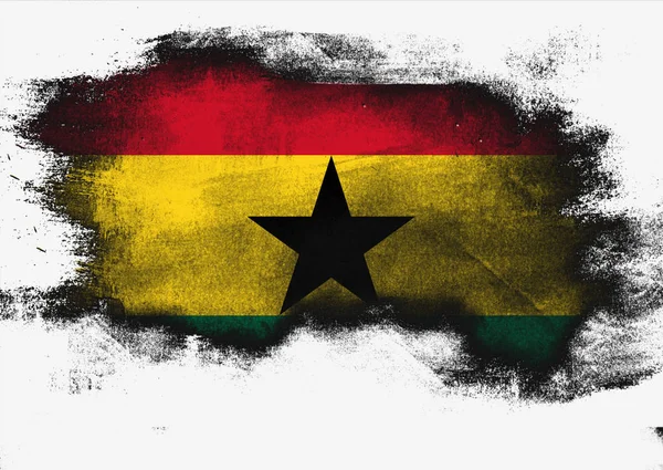 Flaga Ghany Malowane Pędzlem Białym Tle Renderowania — Zdjęcie stockowe
