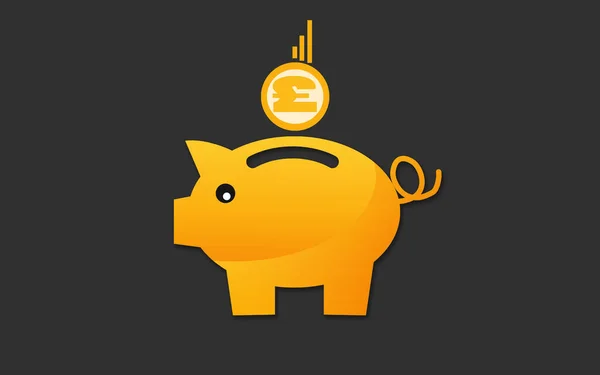 Opslaan Met Pond Sign Munt Aan Piggy Bank Rendering — Stockfoto