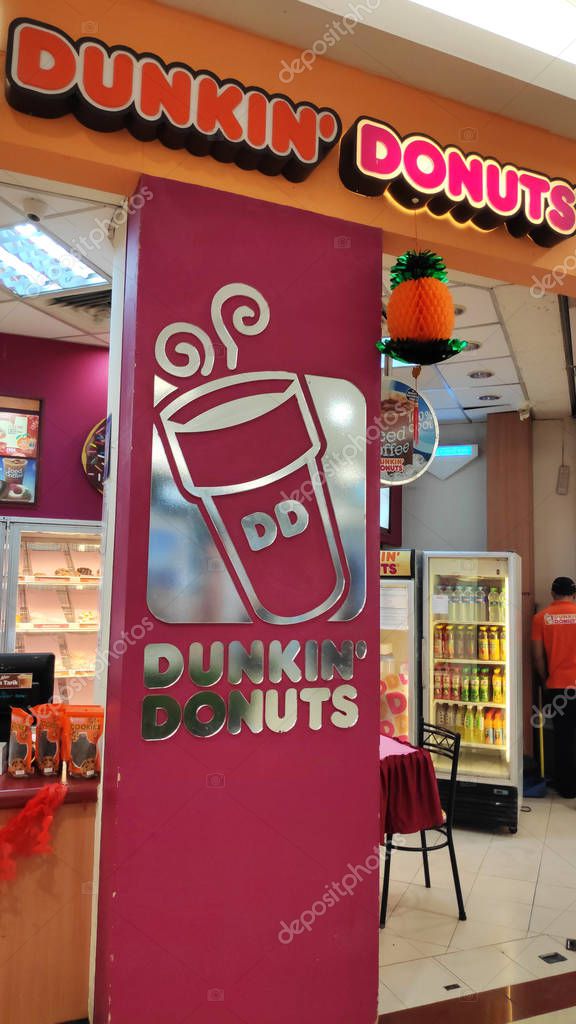 JOHOR BAHRU, MALAYSIA- 14 FEB, 2019: Dunkin' Donuts Retail shop in Johor Bahru. Dunkin' is America's favorite every day all-day stop for coffee and baked goods