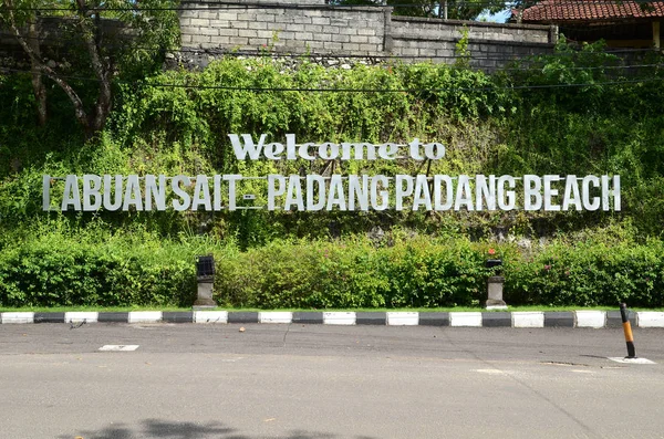 Bienvenue Labuan Sait Padang Padang Beach Signe Bali Indonésie — Photo