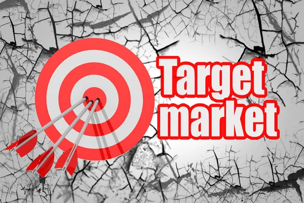 Target market word with red arrow and board — Stock Photo, Image