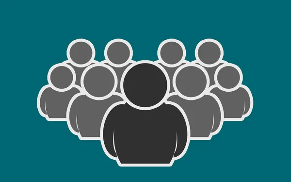 Leadership concept, crowd of people icon silhouettes