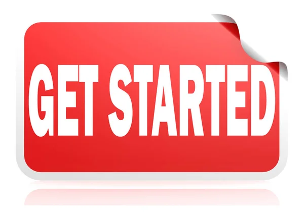 Get started red square banner — Stock Photo, Image