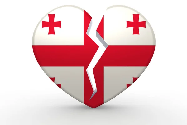 Broken white heart shape with Georgia flag — Stock Photo, Image