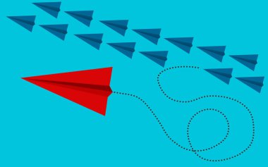 Kırmızı kağıt uçak yönünü değiştirme