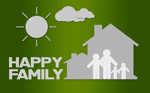 Corte de papel de familia feliz sobre fondo verde — Foto de Stock