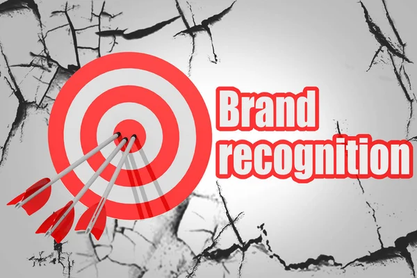 Brand recognition word with red arrow and board — Stock Photo, Image