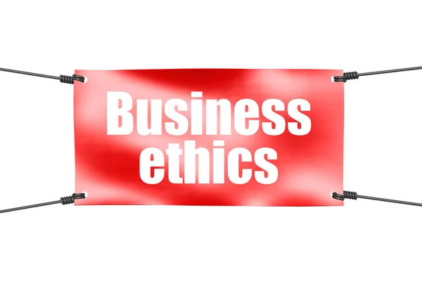 Palavra ética de negócios com banner vermelho — Fotografia de Stock