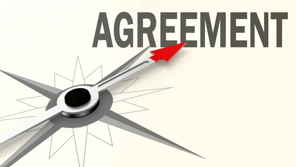 Agreement word on compass with red arrow — Stock Photo, Image