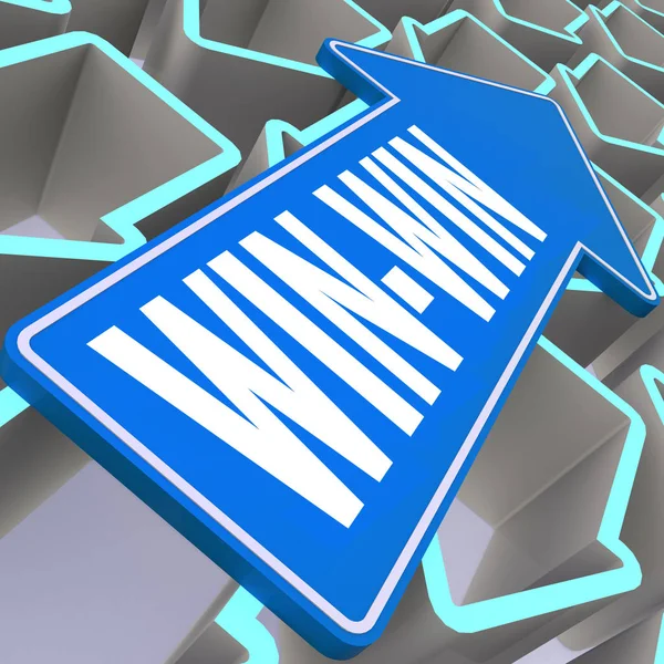 Win-win word with blue arrow — Stock Photo, Image