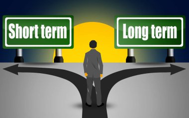 İki yeşil yön işareti, kısa vadeli ve uzun vadeli