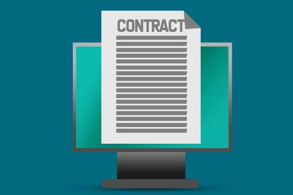 Online electronic contract document on computer — Stock Photo, Image