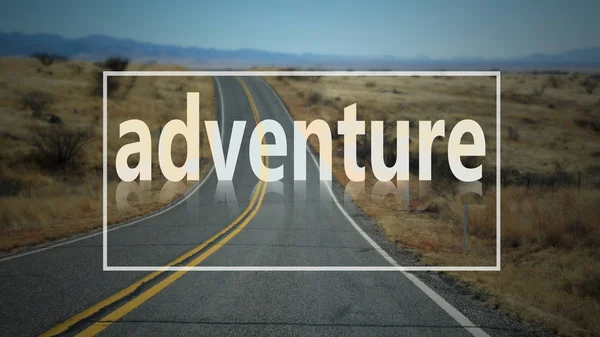 Adventure word with country road — Stock Photo, Image