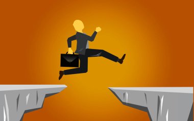 İş adamı atlamak içinde boşluk