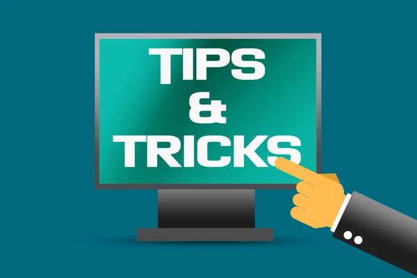 Tips and tricks word on computer screen, 3d rendering — Stock Photo, Image