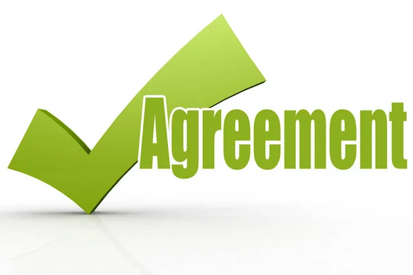 Agreement word with green checkmark — Stock Photo, Image