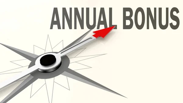 Annual bonus word on compass with red arrow — Stock Photo, Image