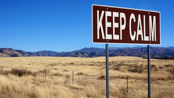 Keep calm word on road sign — Stock Photo, Image