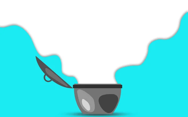 Cooking pot with blue background — Stock Photo, Image
