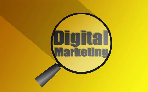 Digitales Marketingwort mit Lupe — Stockfoto