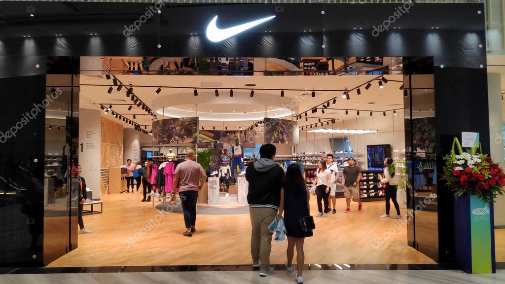 SINGAPORE, 11 Apr, 2019: Nike Shop  located inside the Jewal Changi Airport in Singapore. Jewel Changi Airport is a world-class multi-dimensional lifestyle destination in Singapore