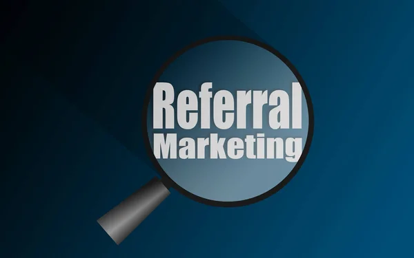 Palabra de marketing de referencia con lupa — Foto de Stock