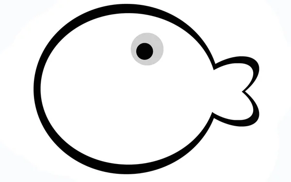 Czarny ładny ryba ikona na białym tle — Zdjęcie stockowe