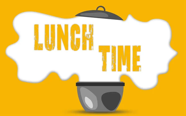 Lunch tijd woord met lik pot — Stockfoto
