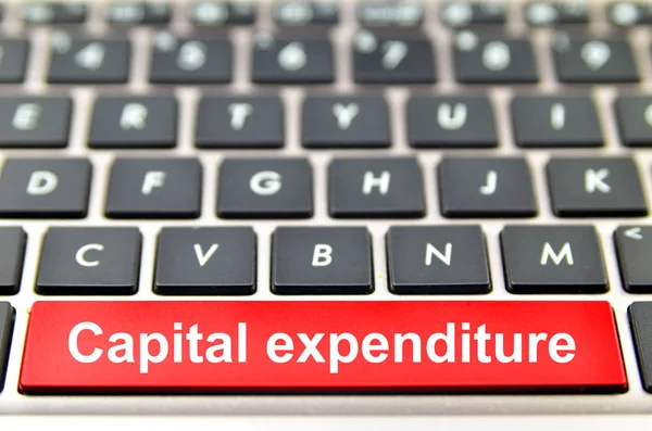 Slovo k kapitálovým výdajům na počítačovém panelu — Stock fotografie