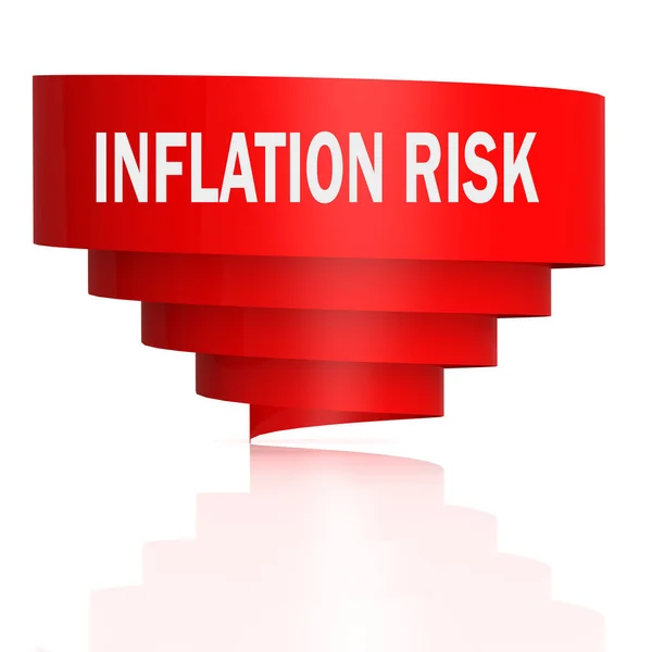 Слово риска инфляции с красным баннером кривой — стоковое фото
