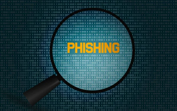 Phishing word with magnifying glass — Stock Photo, Image