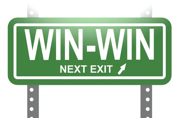 Win-win word with green sign board isolated — 스톡 사진