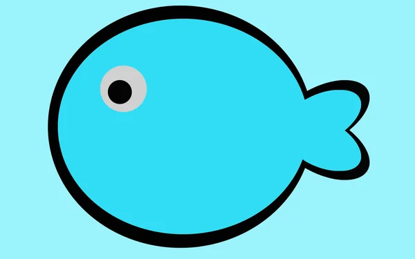 Niebieski cute ryb ikona na białym tle — Zdjęcie stockowe