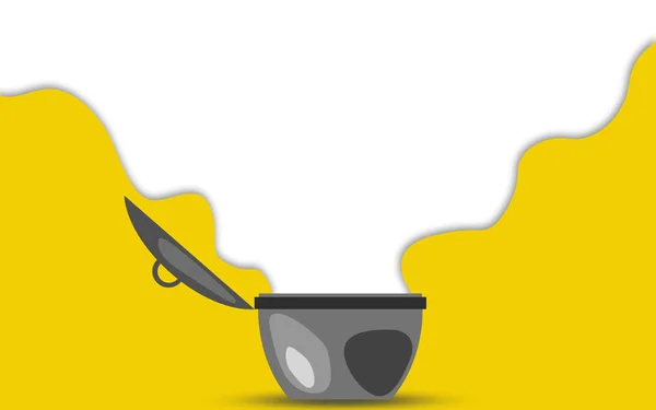 Cooking pot with yellow background — Stock Photo, Image
