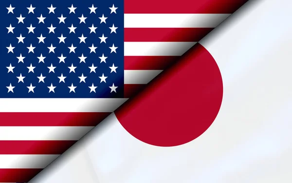 Flags of the USA and Japan Divided Diagonally — Stock Photo, Image