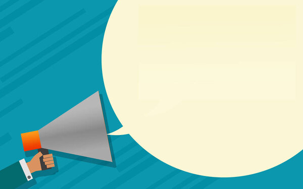 Мегафон с белым пузырём речи
