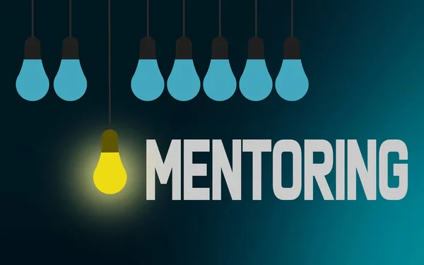 Parola di mentoring con lampadina — Foto Stock