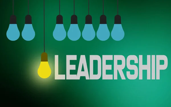 Palabra de liderazgo con bombilla de iluminación — Foto de Stock