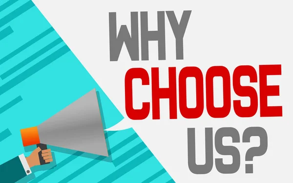 Megaphone with Why choose us speech bubble